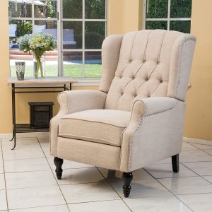 Elizabeth Light Beige Tufted Recliner